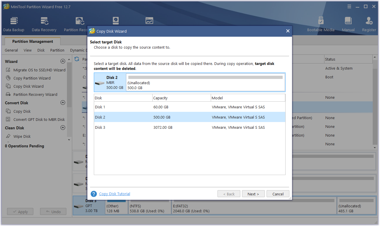 Copy Disk with MiniTool Partition Wizard