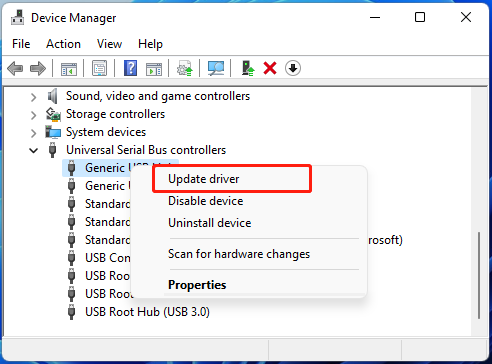 select Update driver