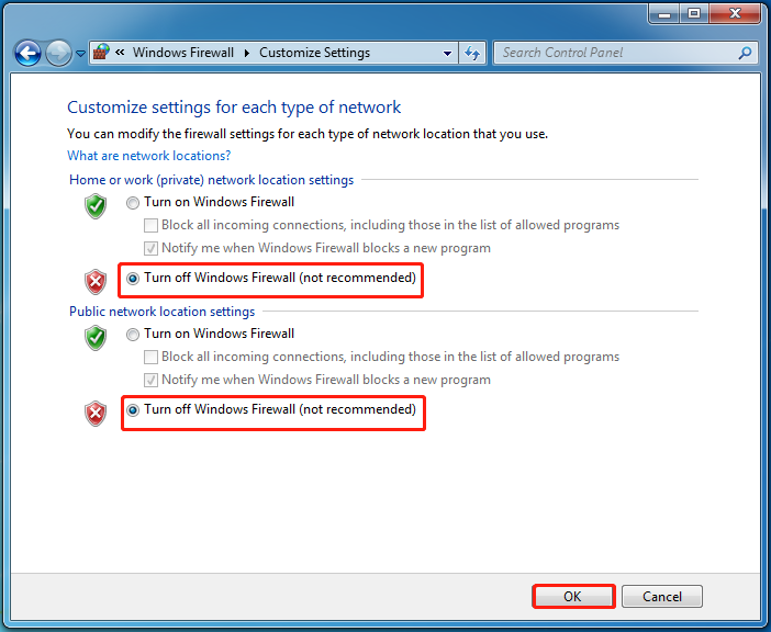 disable Windows Firewall on Windows 7