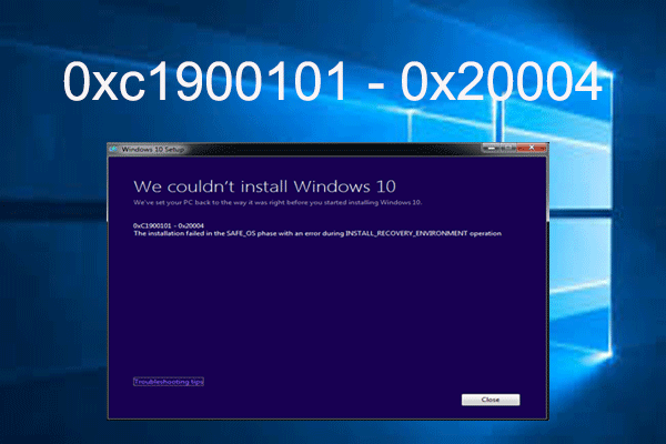 Error 0xc1900101 - 0x20004 Installation Failed in SAFE_OS Phase