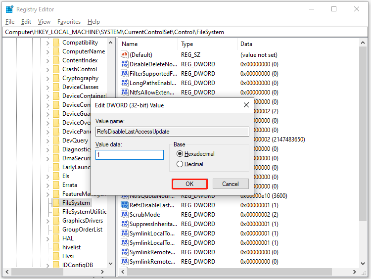 modify nan worth information and click OK