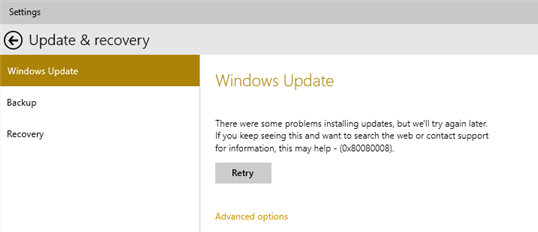 Windows update error 0x80080008
