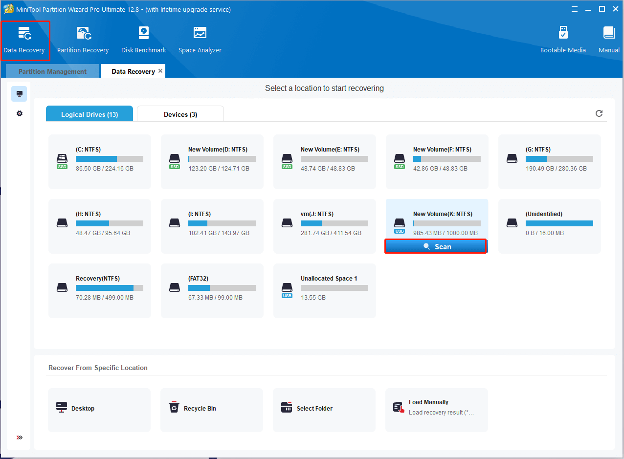 click Data Recovery connected MiniTool