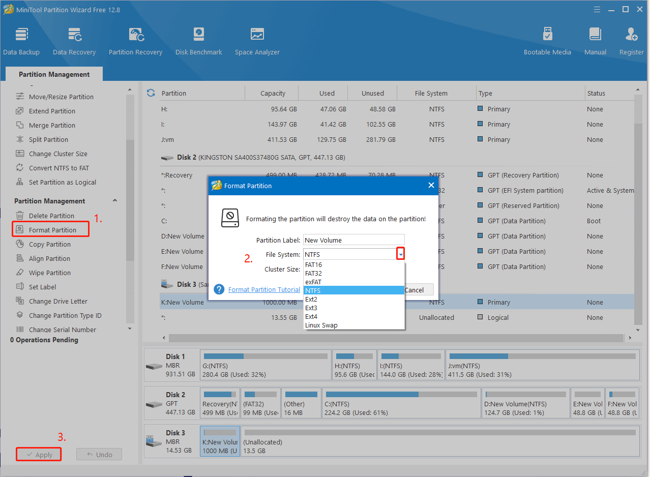 format a thrust utilizing MiniTool