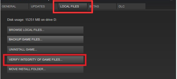 click Verify Integrity of Game Files