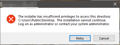 The Installer Has Insufficient Privileges error