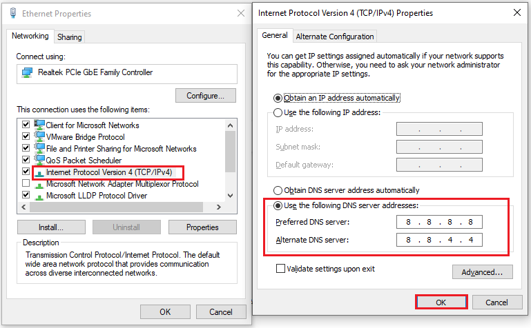 change nan DNS address