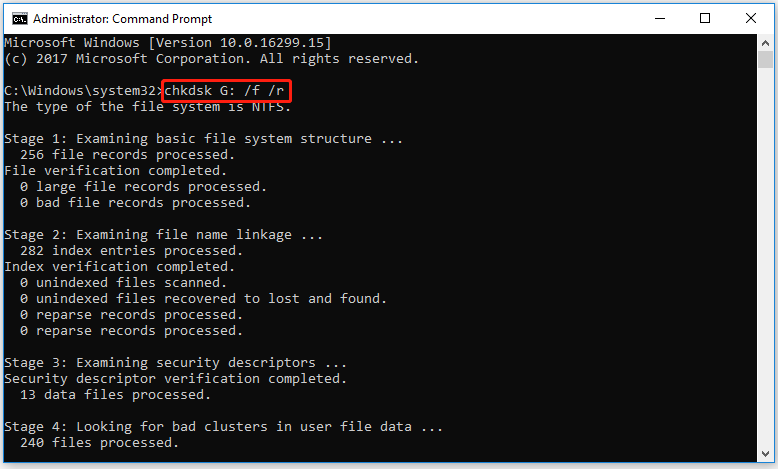 run CHKDSK