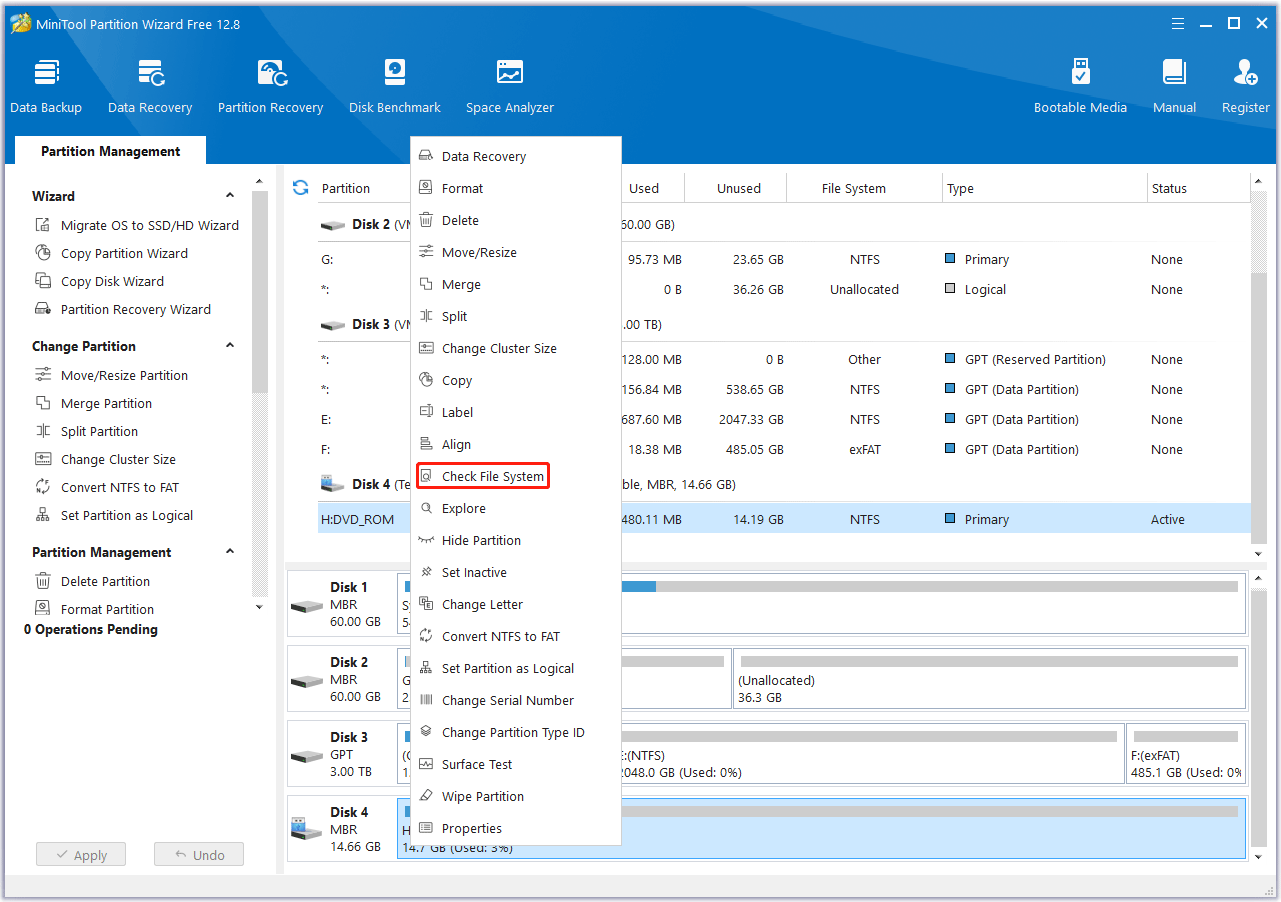 Select Check File System