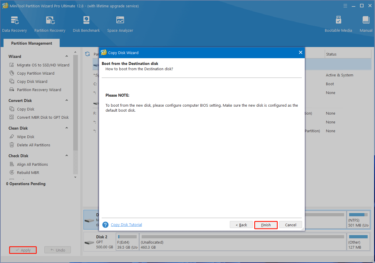 copy disk utilizing MiniTool