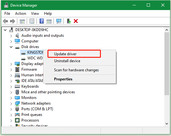 update nan disk driver