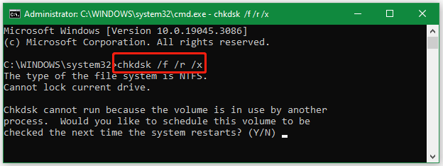 run CHDSK successful CMD
