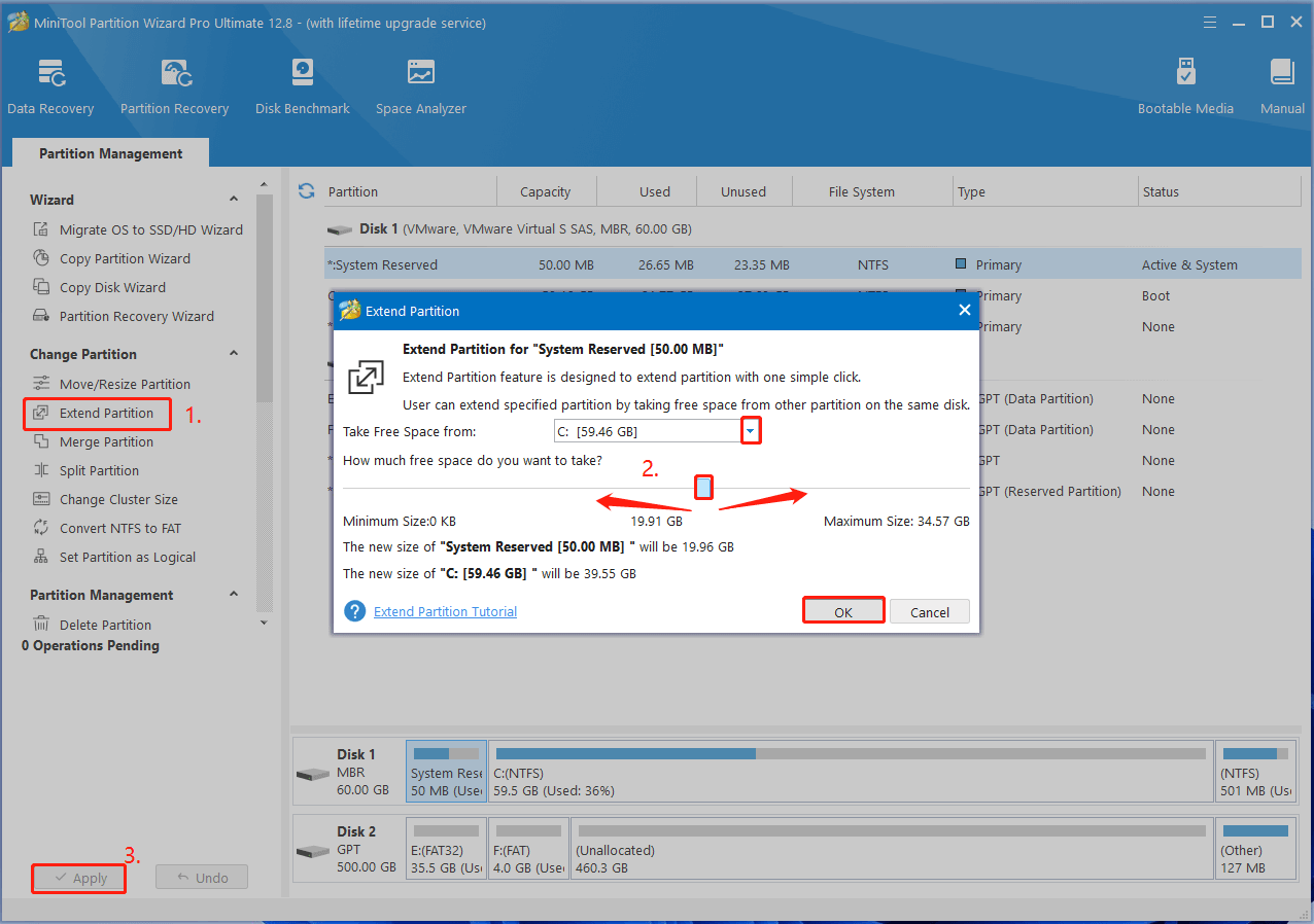 extend System Partition utilizing MiniTool