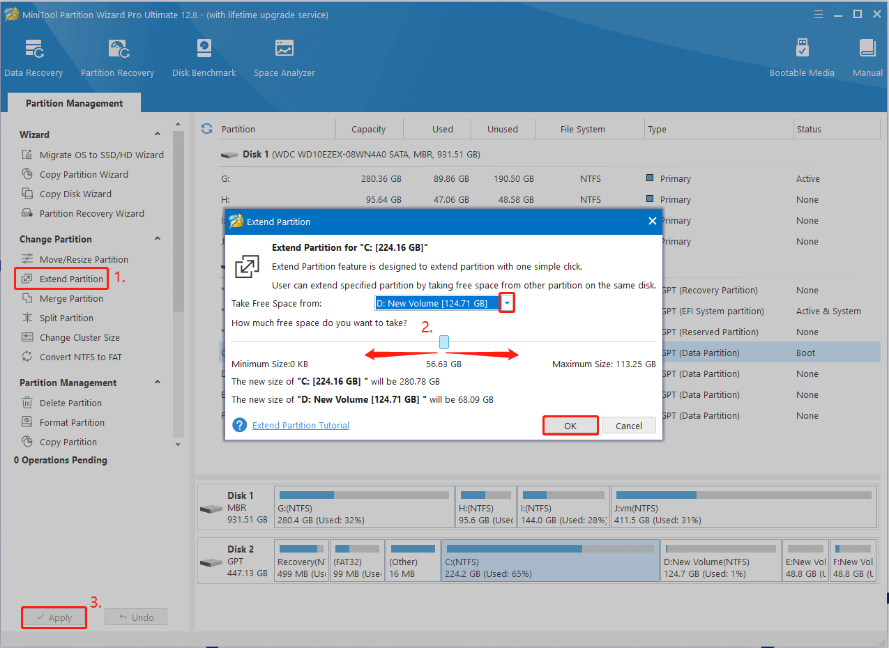 extend nan C partition utilizing MiniTool