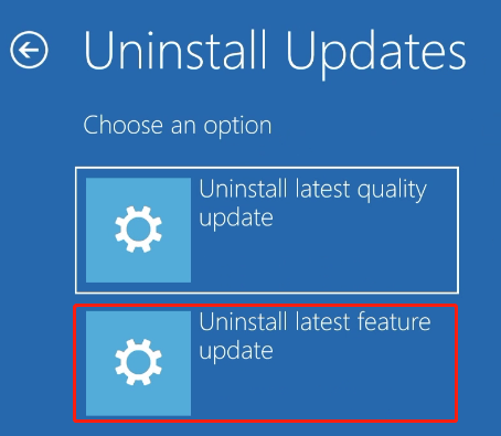 select Uninstall latest feature update