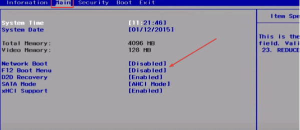 enable F12 Boot Menu