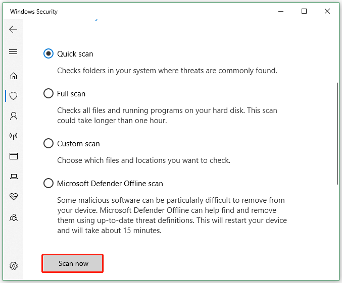 run a virus scan using Windows Security