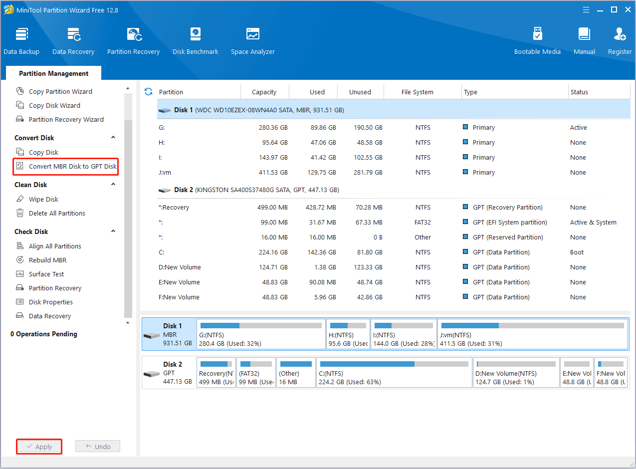 windows 10 mbr efi gpt