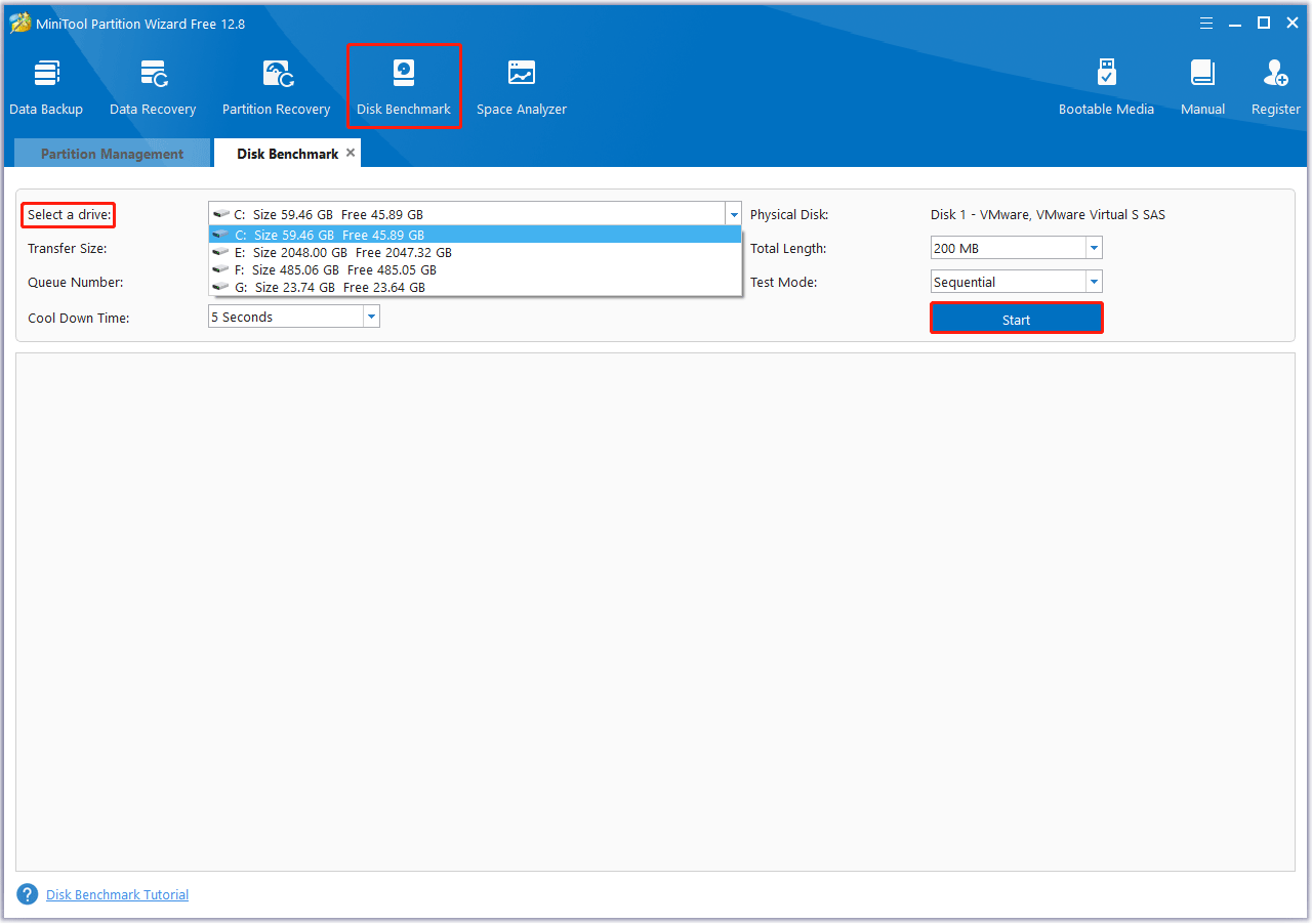benchmark an SD with MiniTool Partition Wizard