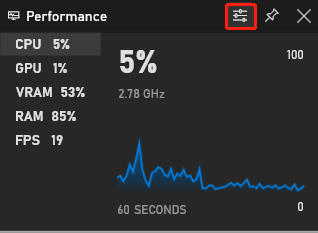 click the Performance options icon