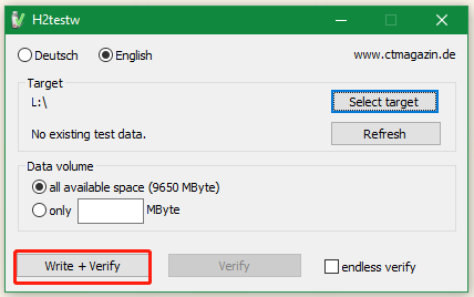 use H2testw
