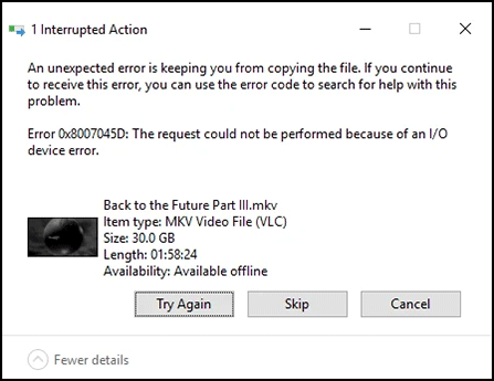file IO device error