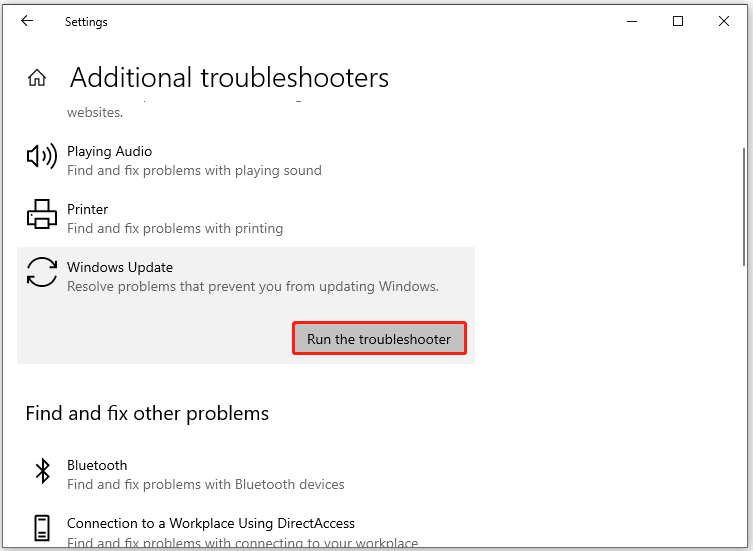 run Windows Update Troubleshooter