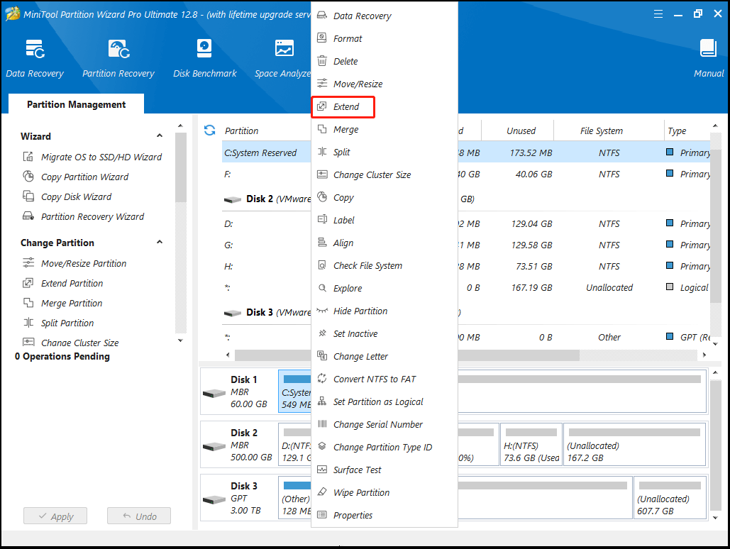 click nan Extend option