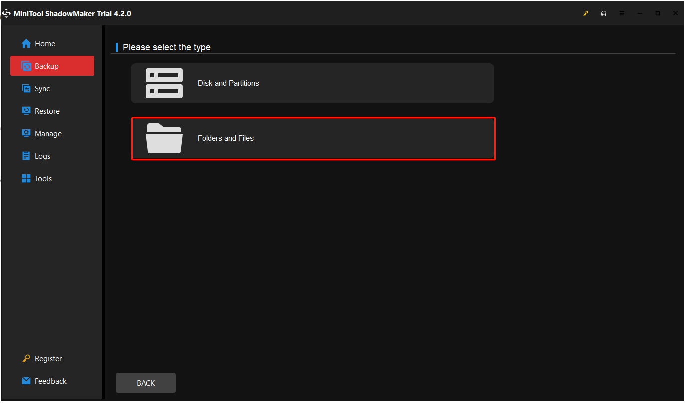 click Folder and Files