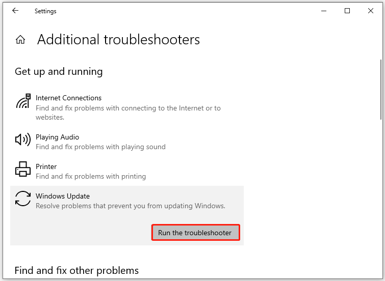 hit the Run the troubleshooter option
