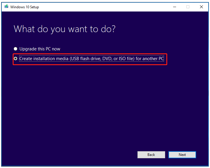 create Windows 10 installation USB
