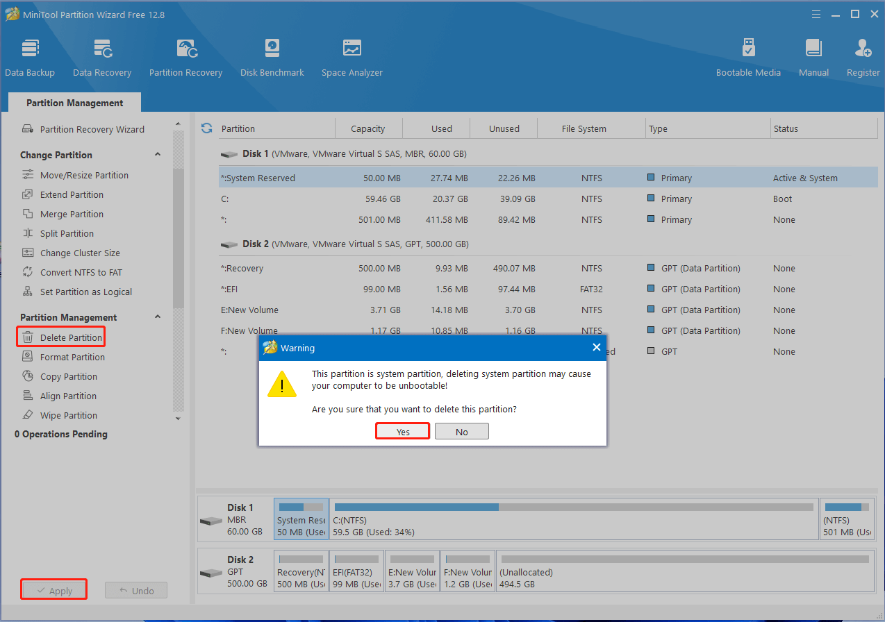 delete OEM partition using MiniTool