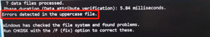 Solution to CHKDSK Errors Detected in the Uppercase File