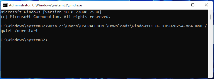 update Windows 11 manually using CMD