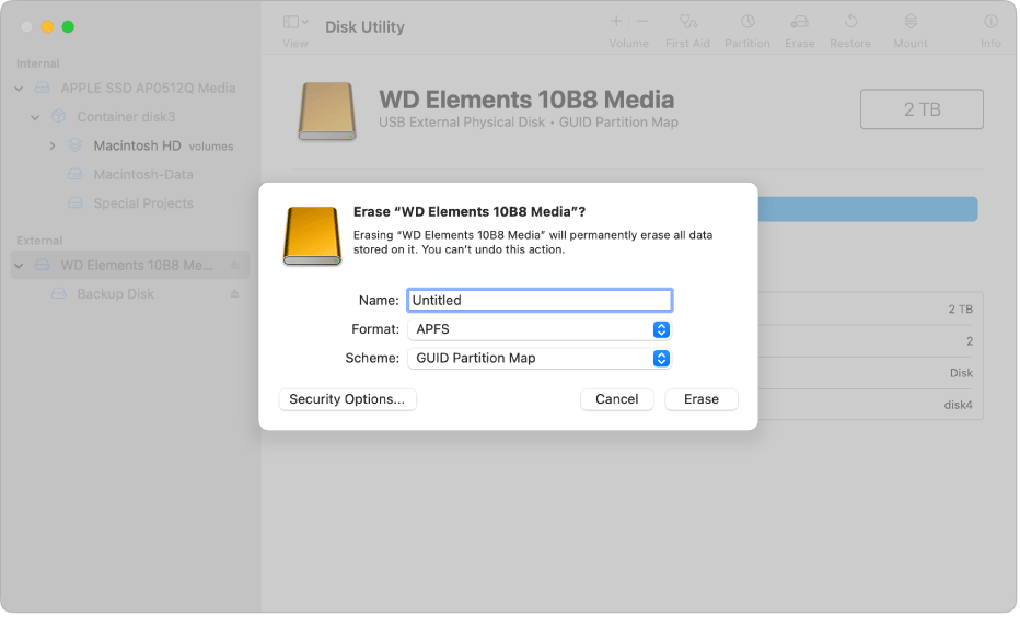 macOS format a hard drive