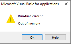 Runtime error 7 Out of memory