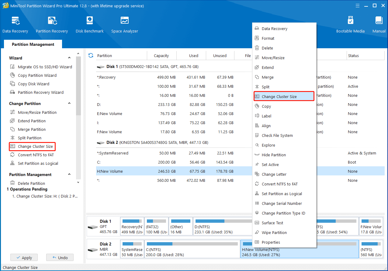 default allocation size ssd