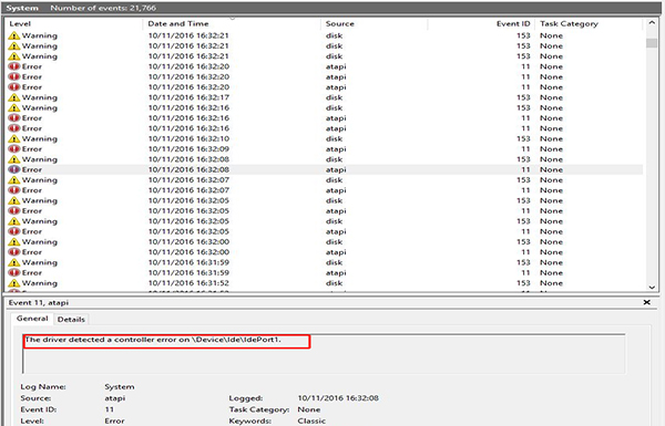 Fixed: Driver Detected Controller Error on \Device\Ide\IdePort1