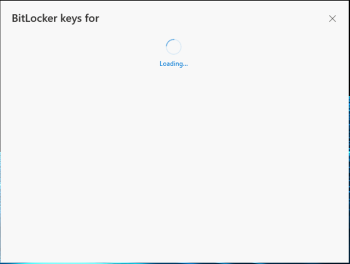 view BitLocker recovery keys stuck in loading cycle