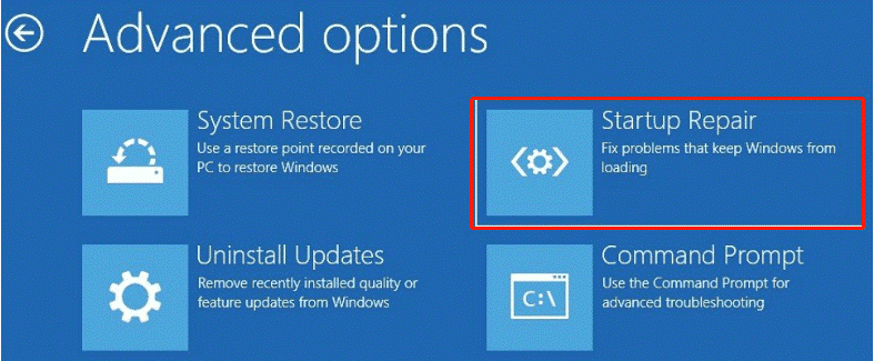 run Startup Repair using Windows Installation disc