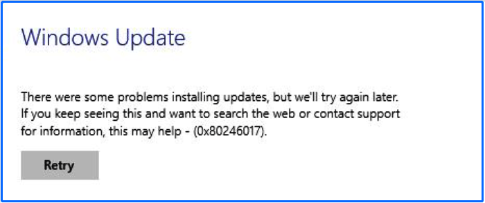 Windows update error 0x80246017