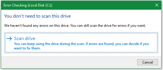 click Scan drive