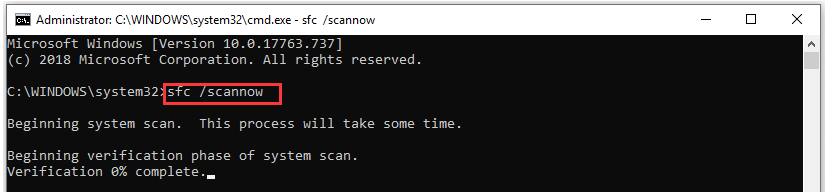 run SFC scan on Windows 10