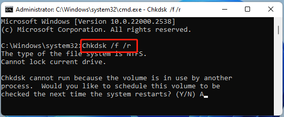 run CHKDSK in CMD