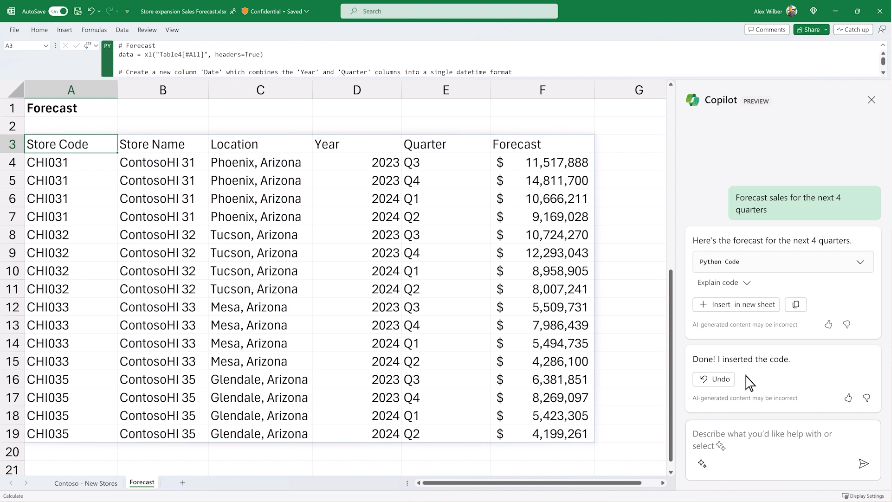 use Copilot in Excel