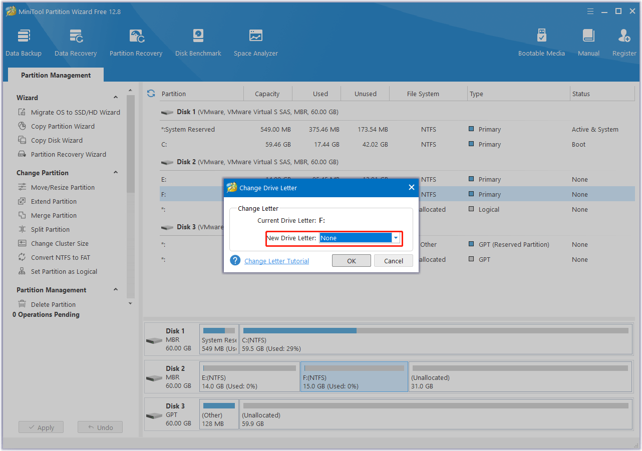 select None as New Drive Letter