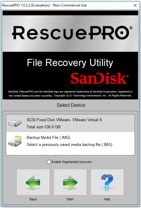 start scanning SanDisk Extreme PRO device