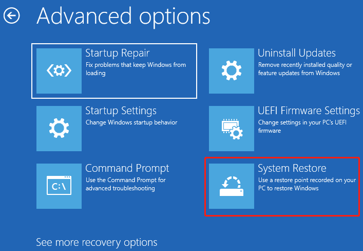select System Restore in WinRE