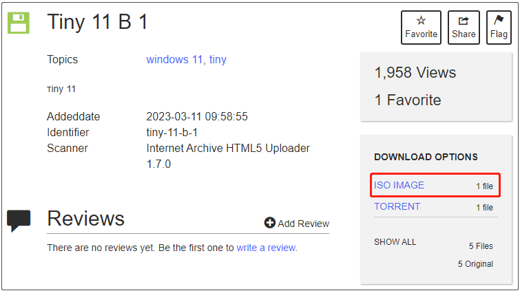 download Tiny 11 b1 ISO