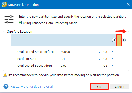 move recovery partition after unallocated space